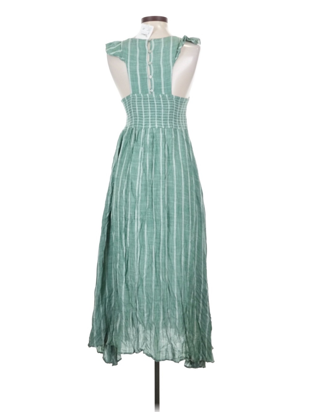 NWT Free People Green Striped Smocked Midi Dress ☀️ 🌊 - Picture 3 of 3